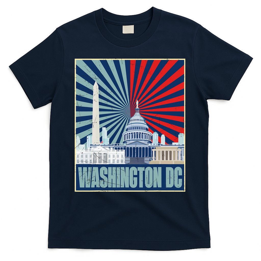 Retro Capitol Hill Washington DC American Flag T-Shirt