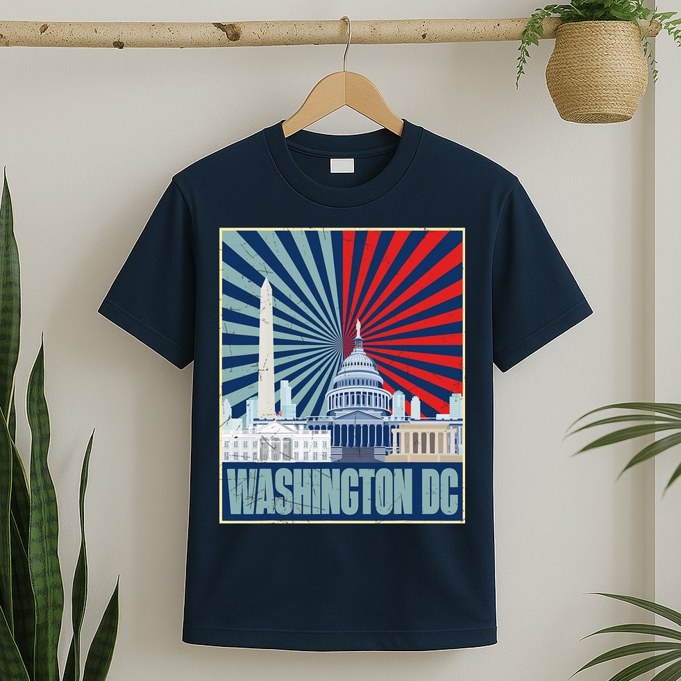 Retro Capitol Hill Washington DC American Flag T-Shirt