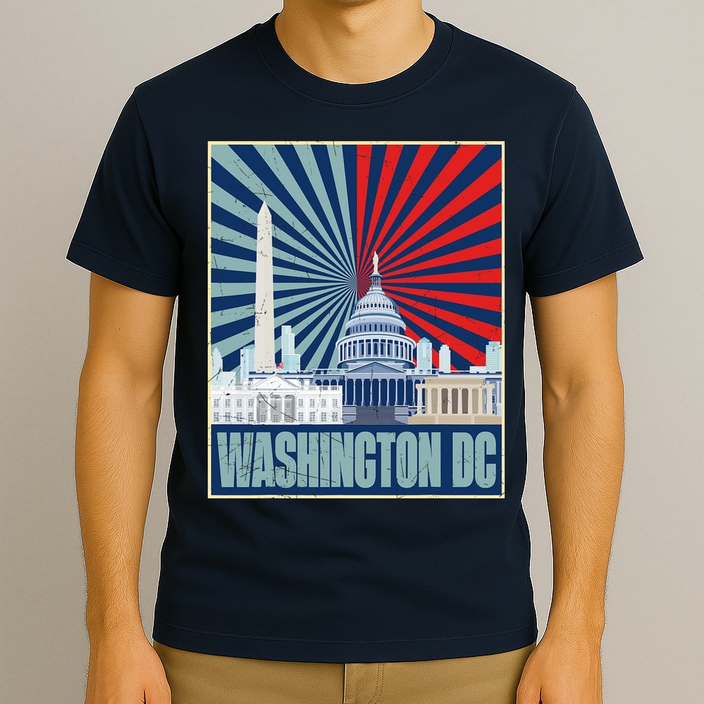 Retro Capitol Hill Washington DC American Flag T-Shirt