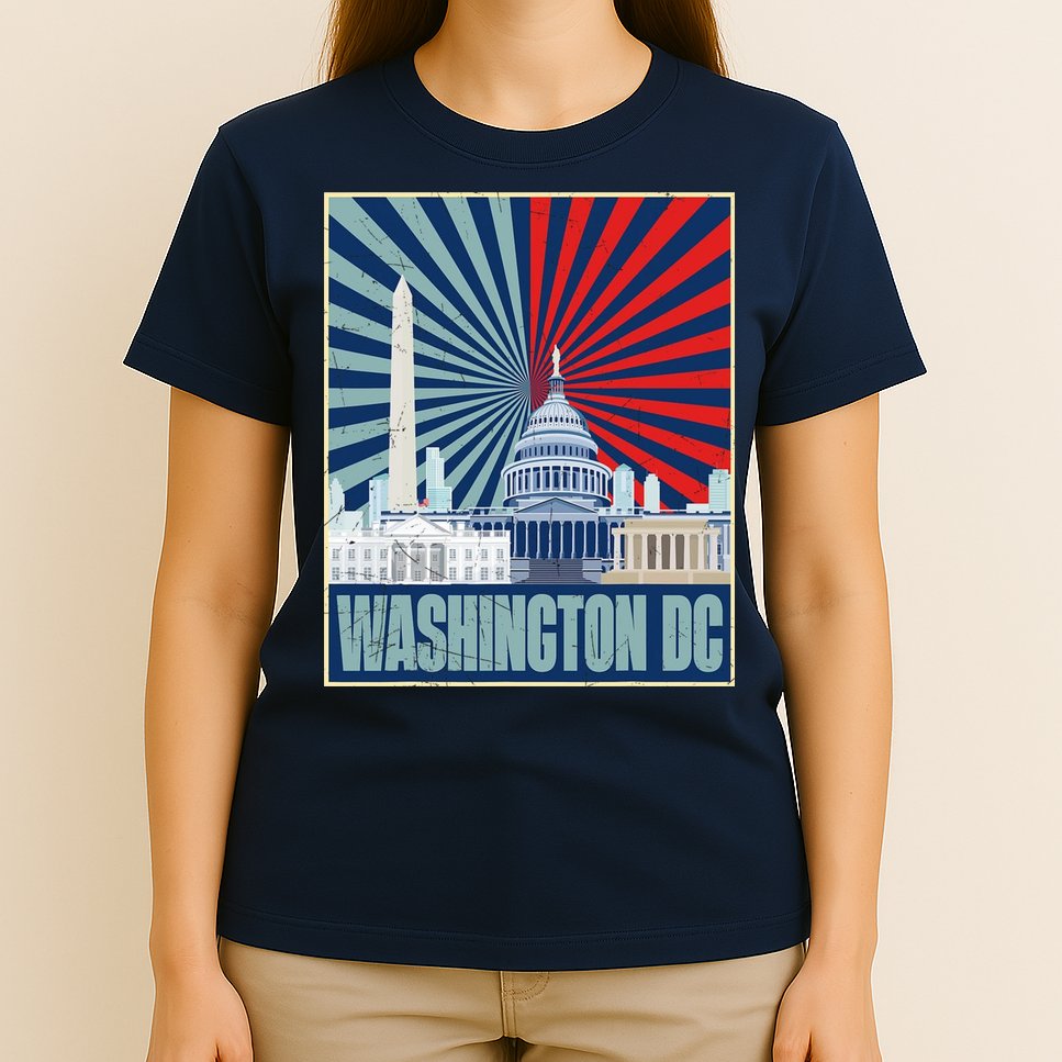 Retro Capitol Hill Washington DC American Flag T-Shirt