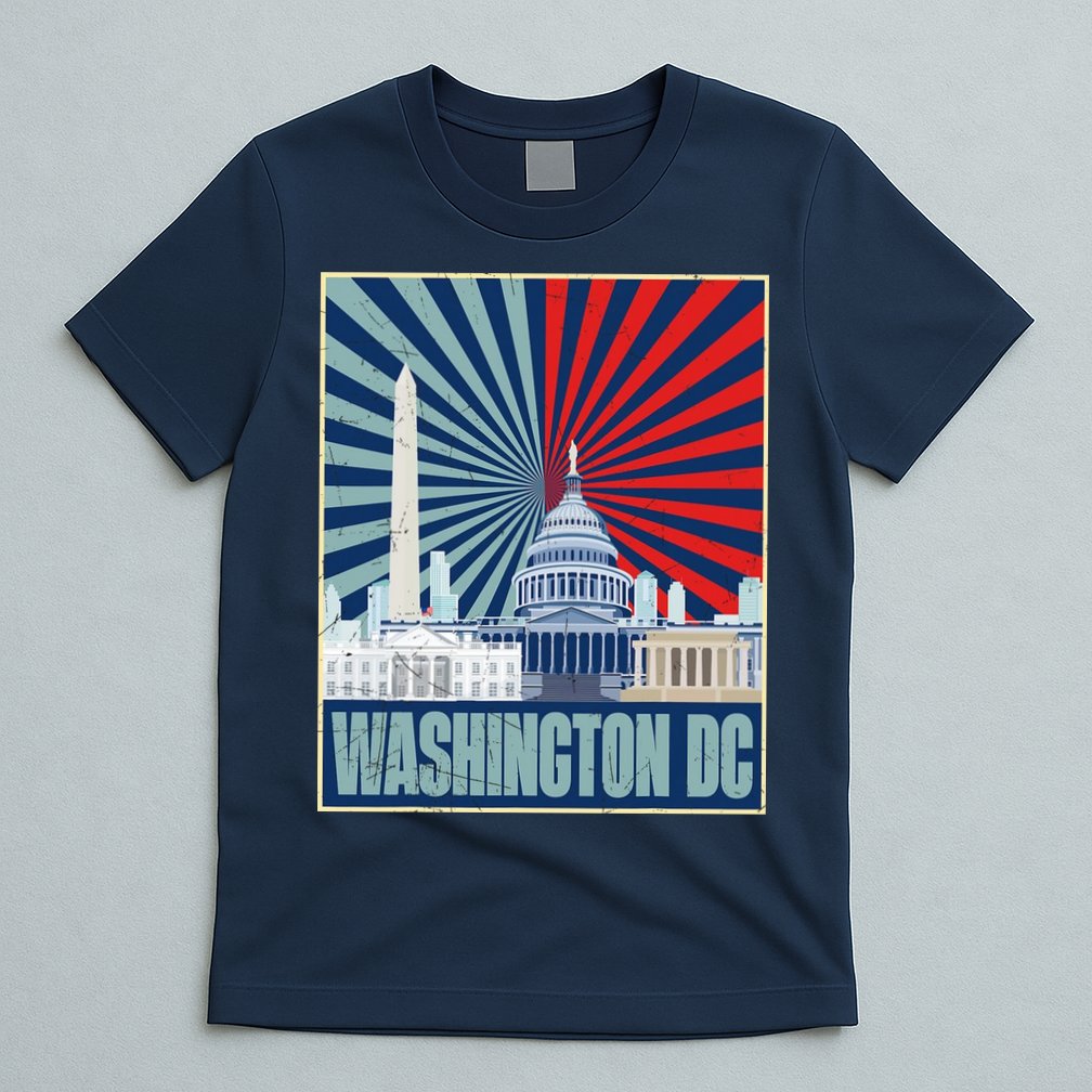 Retro Capitol Hill Washington DC American Flag T-Shirt