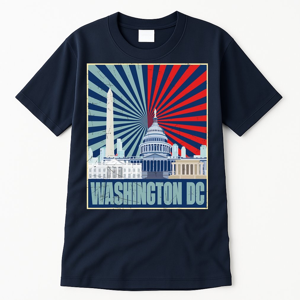 Retro Capitol Hill Washington DC American Flag Tall T-Shirt