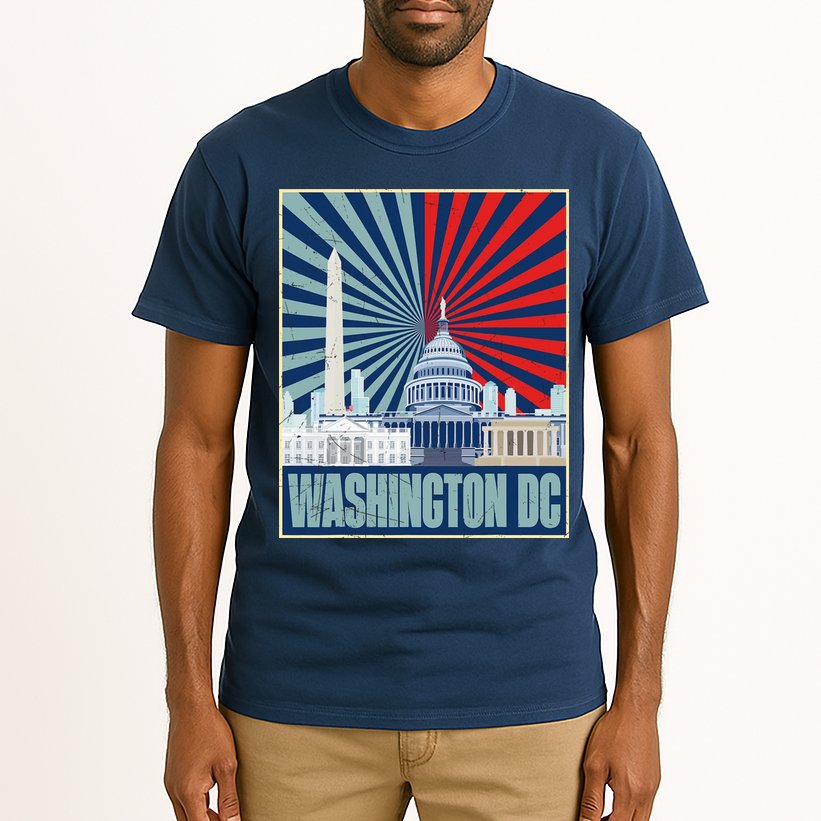 Retro Capitol Hill Washington DC American Flag Tall T-Shirt