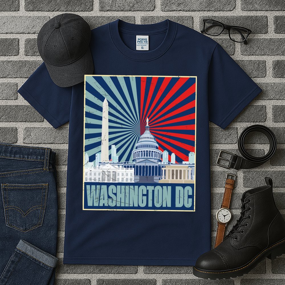 Retro Capitol Hill Washington DC American Flag Tall T-Shirt