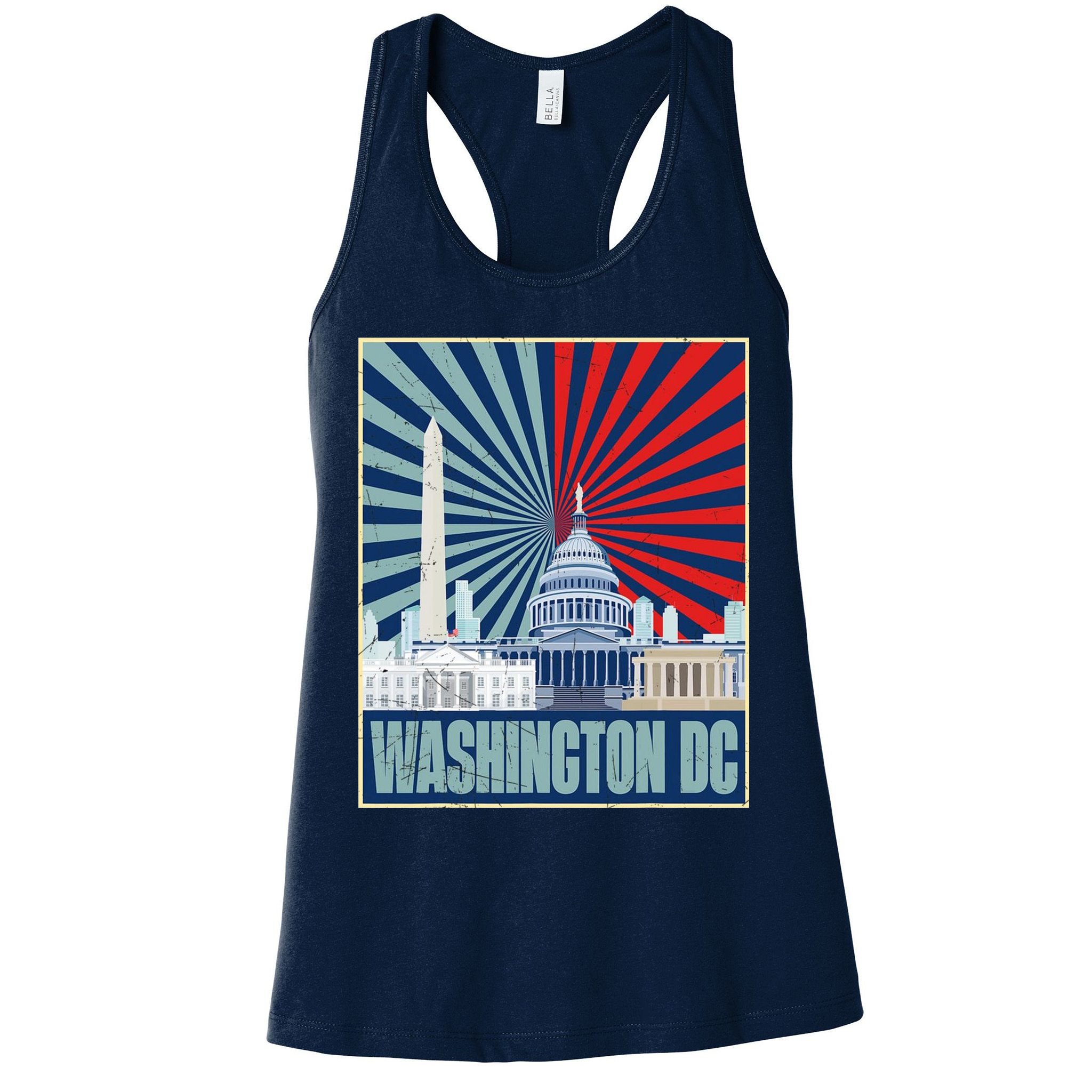 Retro Capitol Hill Washington DC American Flag Womens Tank Top