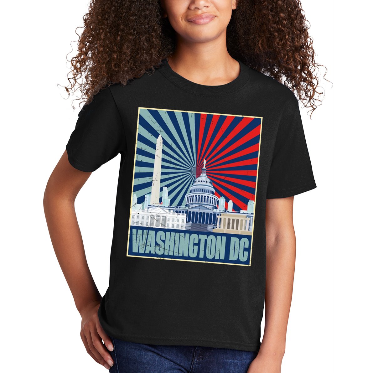 Retro Capitol Hill Washington DC American Flag Kids T-Shirt