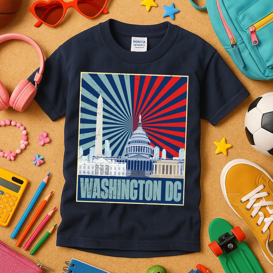 Retro Capitol Hill Washington DC American Flag Kids T-Shirt