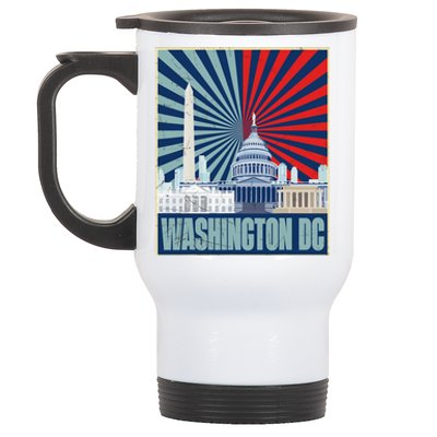 Retro Capitol Hill Washington DC American Flag Stainless Steel Travel Mug