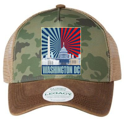Retro Capitol Hill Washington DC American Flag 4th Of July Legacy Tie Dye Trucker Hat