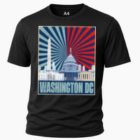 Retro Capitol Hill Washington DC American Flag 4th Of July Cooling Performance Crew T-Shirt