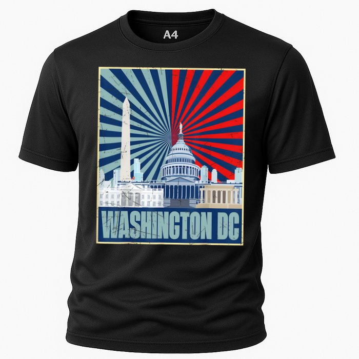 Retro Capitol Hill Washington DC American Flag 4th Of July Cooling Performance Crew T-Shirt