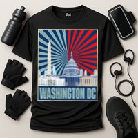 Retro Capitol Hill Washington DC American Flag 4th Of July Cooling Performance Crew T-Shirt