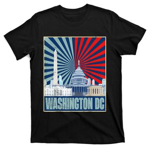 Retro Capitol Hill Washington DC American Flag 4th Of July T-Shirt