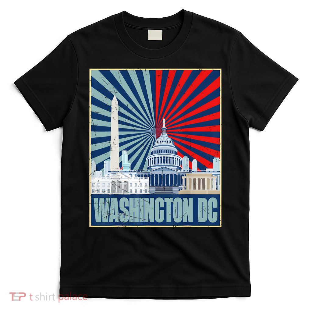 Retro Capitol Hill Washington DC American Flag 4th Of July T-Shirt