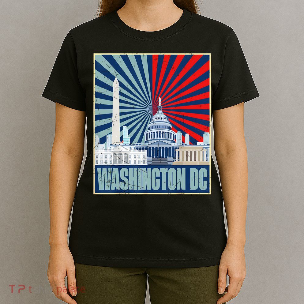 Retro Capitol Hill Washington DC American Flag 4th Of July T-Shirt