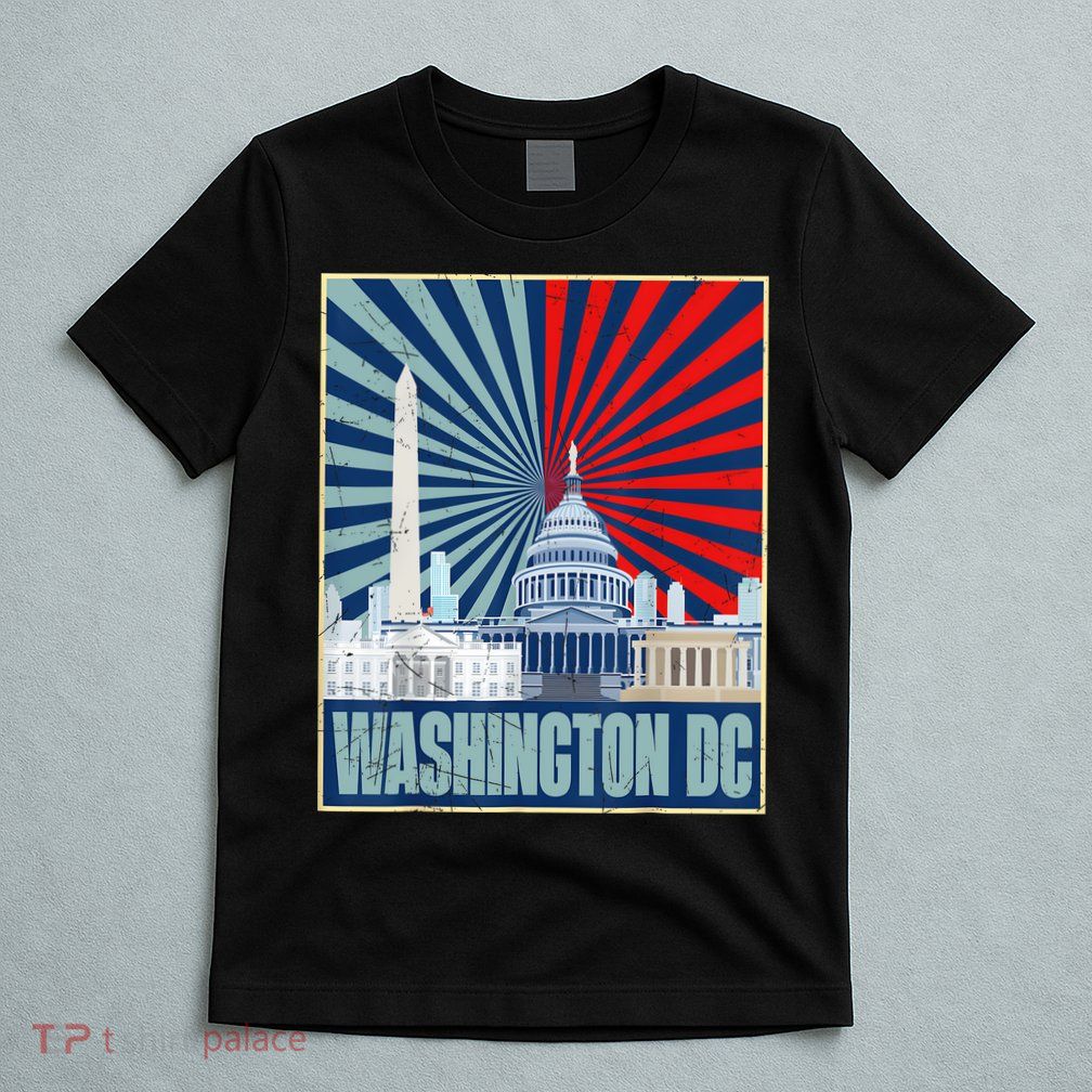 Retro Capitol Hill Washington DC American Flag 4th Of July T-Shirt