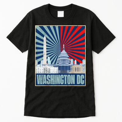 Retro Capitol Hill Washington DC American Flag 4th Of July Tall T-Shirt
