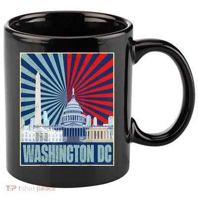 Retro Capitol Hill Washington DC American Flag 4th Of July 11oz C Handle Ceramic Mug