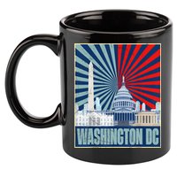 Retro Capitol Hill Washington DC American Flag 4th Of July 11oz C Handle Ceramic Mug