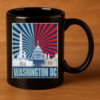 Retro Capitol Hill Washington DC American Flag 4th Of July 11oz C Handle Ceramic Mug