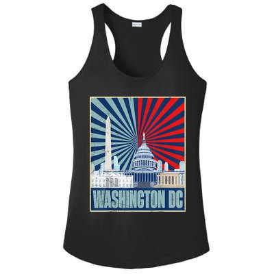 Retro Capitol Hill Washington DC American Flag 4th Of July Ladies PosiCharge Competitor Racerback Tank