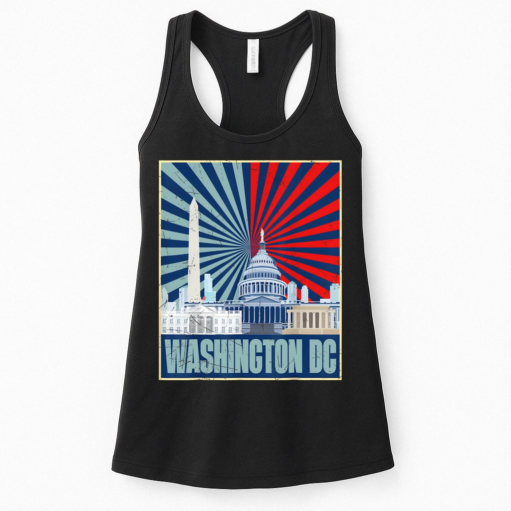 Retro Capitol Hill Washington DC American Flag 4th Of July Womens Tank Top