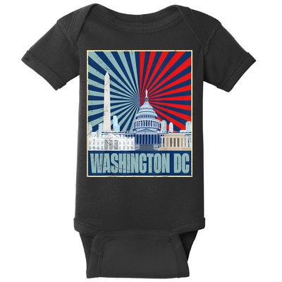 Retro Capitol Hill Washington DC American Flag 4th Of July Baby Bodysuit
