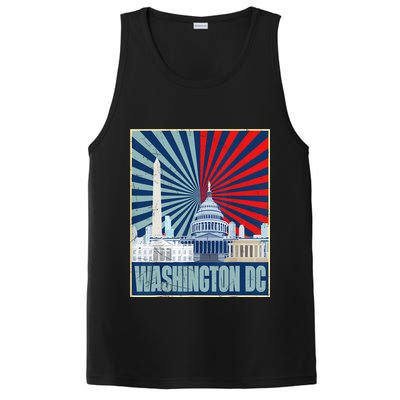 Retro Capitol Hill Washington DC American Flag 4th Of July PosiCharge Competitor Tank