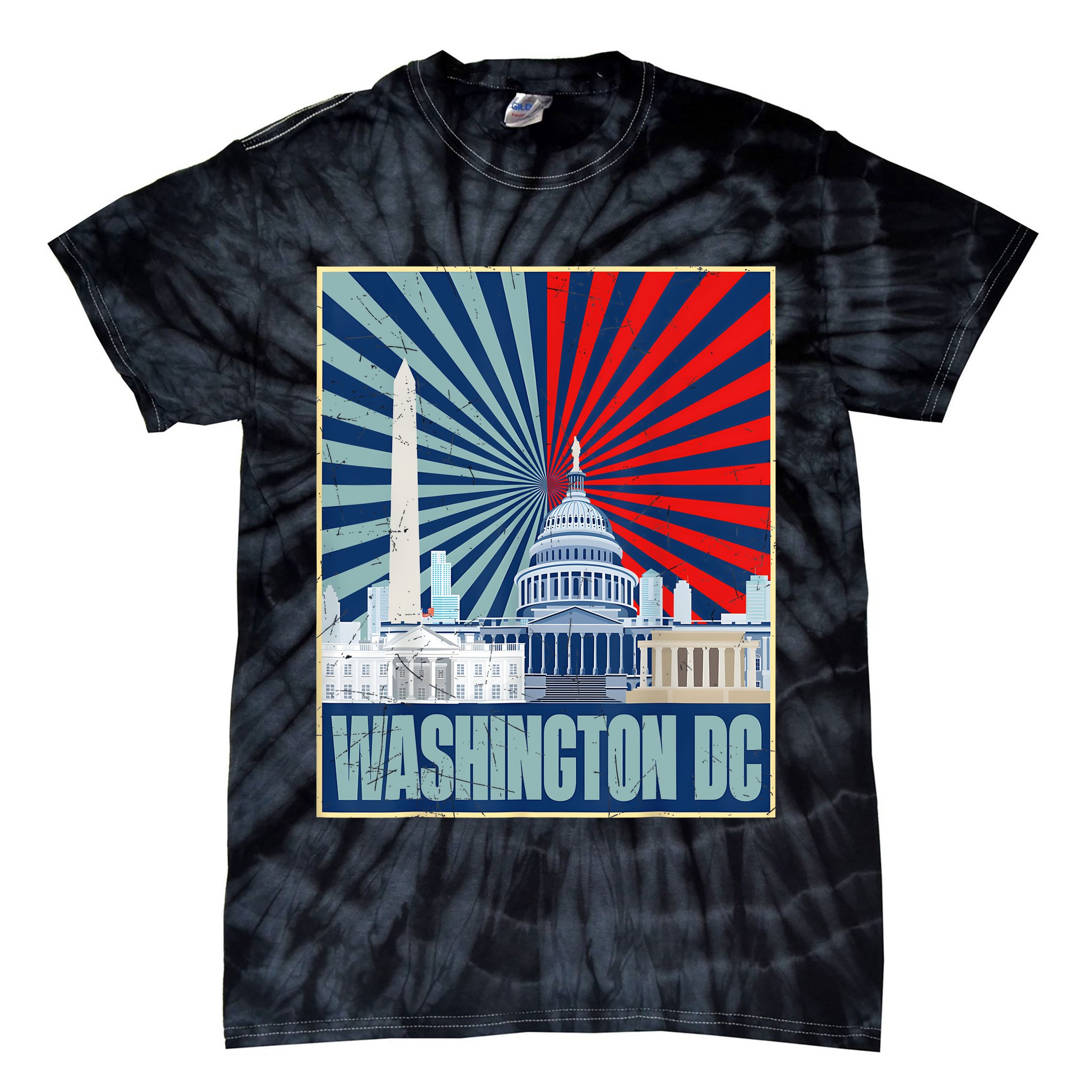 Retro Capitol Hill Washington DC American Flag 4th Of July Tie-Dye T-Shirt