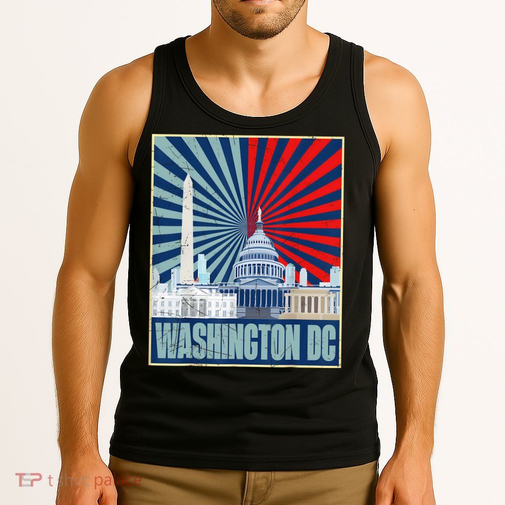 Retro Capitol Hill Washington DC American Flag 4th Of July Tank Top