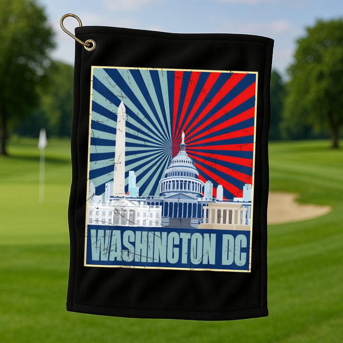 Retro Capitol Hill Washington DC American Flag 4th Of July Golf Towel