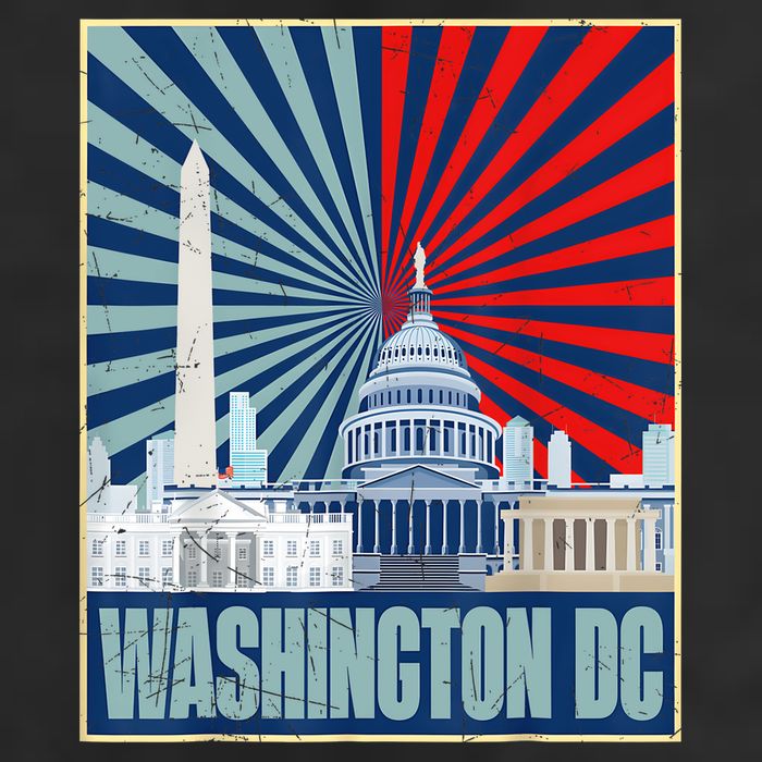 Retro Capitol Hill Washington DC American Flag 4th Of July Golf Towel