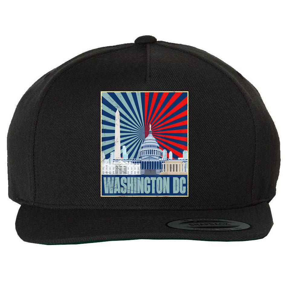Retro Capitol Hill Washington DC American Flag 4th Of July Wool Snapback Cap