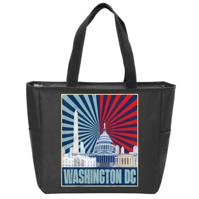 Retro Capitol Hill Washington DC American Flag 4th Of July Zip Tote Bag
