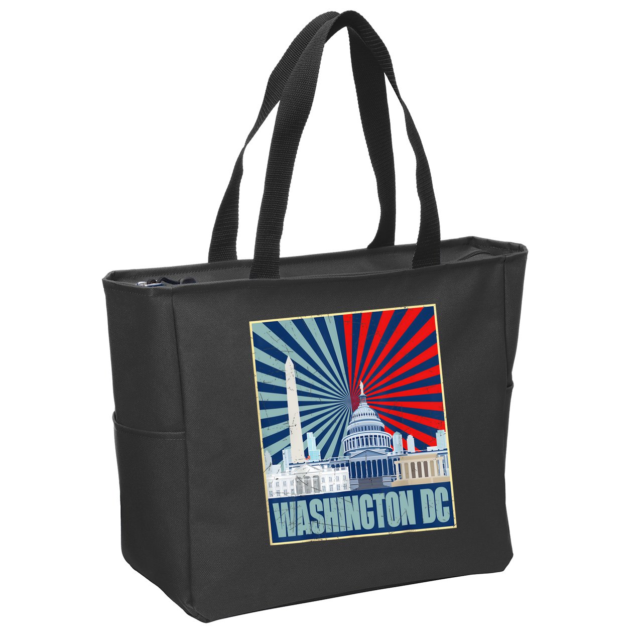Retro Capitol Hill Washington DC American Flag 4th Of July Zip Tote Bag