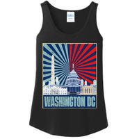 Retro Capitol Hill Washington DC American Flag 4th Of July Ladies Essential Tank