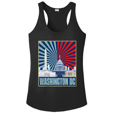 Retro Capitol Hill Washington DC American Flag 4th Of July Ladies PosiCharge Competitor Racerback Tank