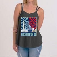 Retro Capitol Hill Washington DC American Flag 4th Of July Women's Strappy Tank