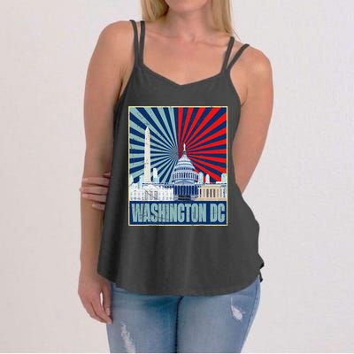 Retro Capitol Hill Washington DC American Flag 4th Of July Women's Strappy Tank