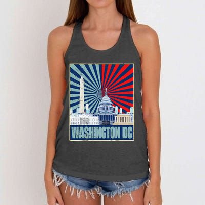 Retro Capitol Hill Washington DC American Flag 4th Of July Women's Knotted Racerback Tank