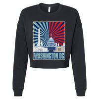 Retro Capitol Hill Washington DC American Flag 4th Of July Cropped Pullover Crew