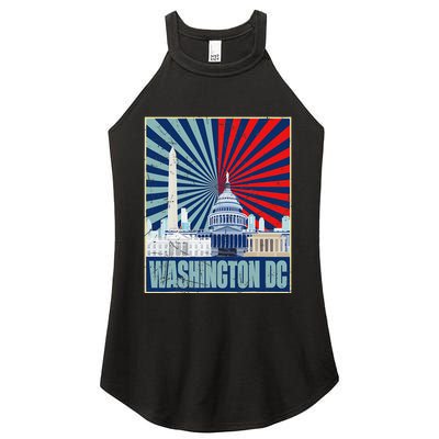 Retro Capitol Hill Washington DC American Flag 4th Of July Women's Perfect Tri Rocker Tank