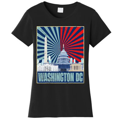 Retro Capitol Hill Washington DC American Flag 4th Of July Women's T-Shirt