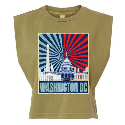 Retro Capitol Hill Washington DC American Flag 4th Of July Garment-Dyed Women's Muscle Tee