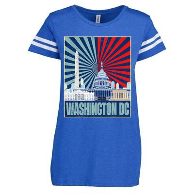 Retro Capitol Hill Washington DC American Flag 4th Of July Enza Ladies Jersey Football T-Shirt