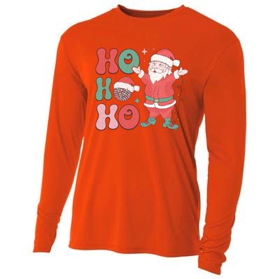 Retro Christmas Ho Ho Ho Design Cooling Performance Long Sleeve Crew