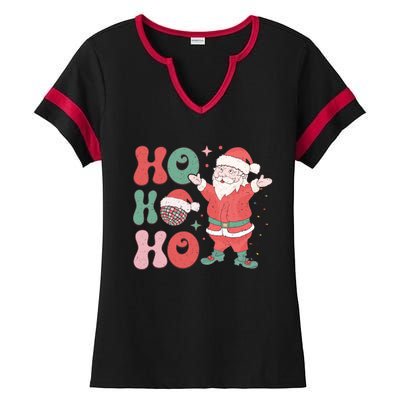 Retro Christmas Ho Ho Ho Design Ladies Halftime Notch Neck Tee