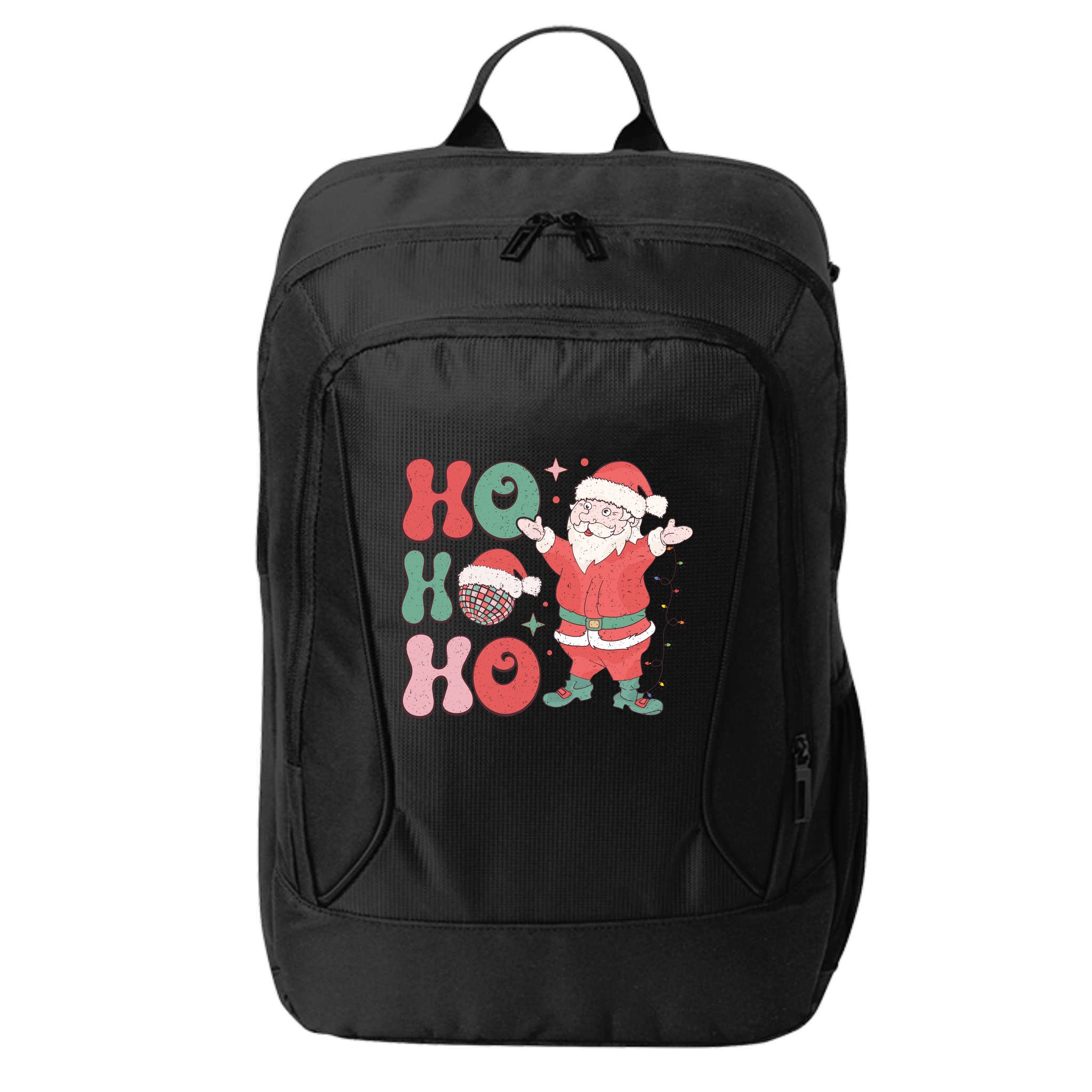 Retro Christmas Ho Ho Ho Design City Backpack