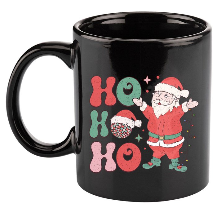 Retro Christmas Ho Ho Ho Design 11oz C Handle Ceramic Mug