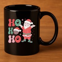 Retro Christmas Ho Ho Ho Design 11oz C Handle Ceramic Mug